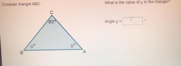 Please try to hurry What is the value of y in the triangle?-example-1