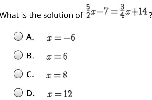 What is the solution of ? A. B. C. D.-example-1