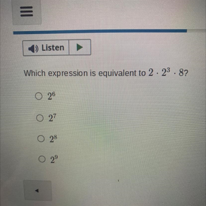 Which expression is equivalent to 2•2 3 •8-example-1