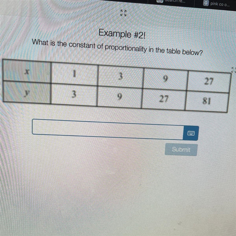 What is the constant of proportionality in the table below?-example-1