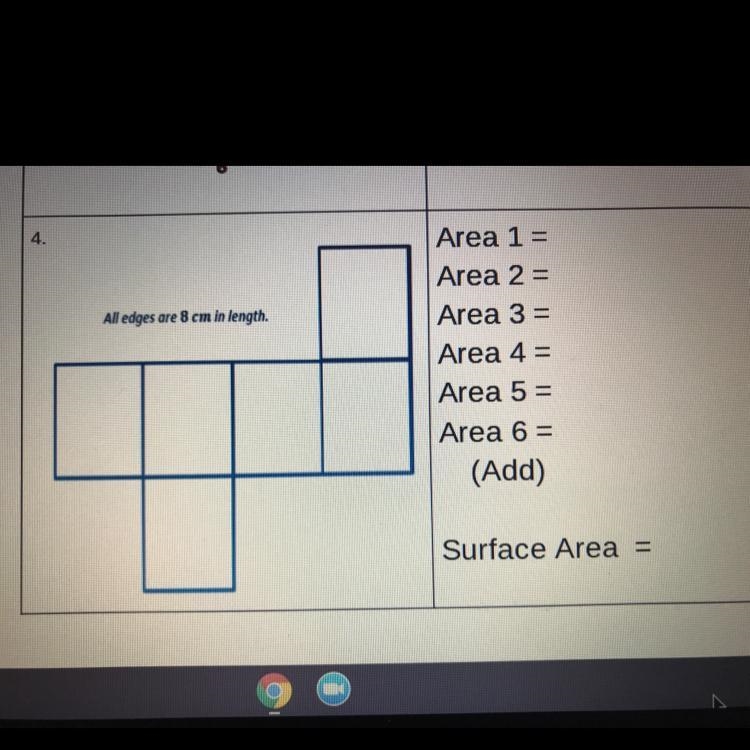 All edge are 8 cm in length. What’s the surface area?-example-1