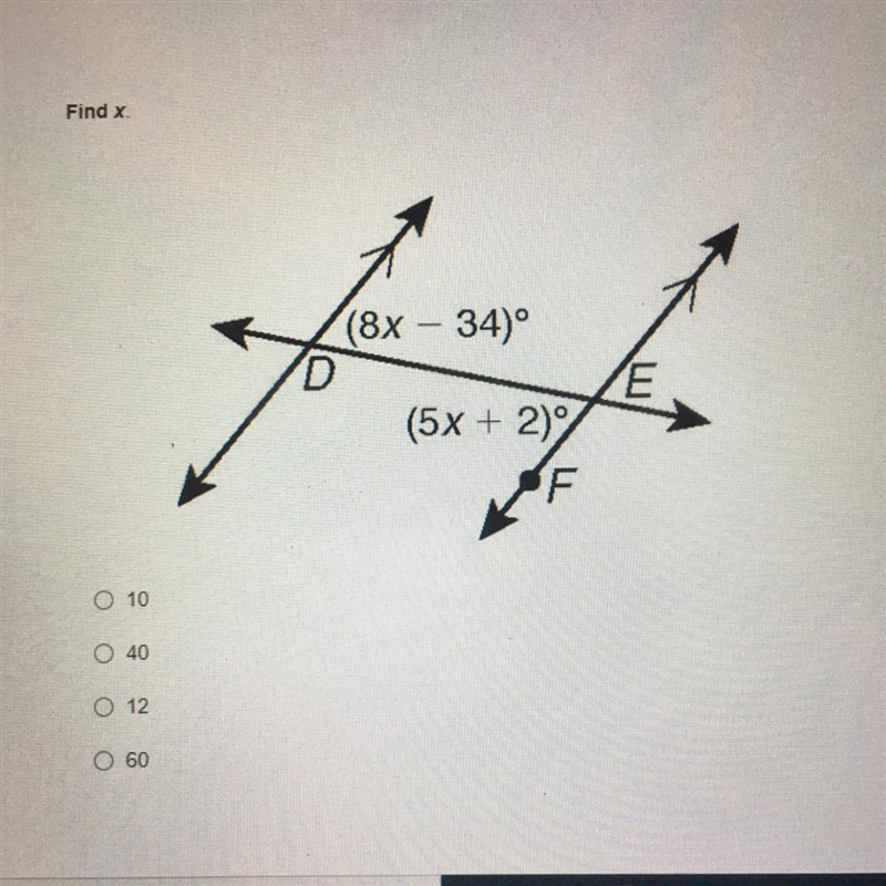 Find x ( transversals relations )-example-1