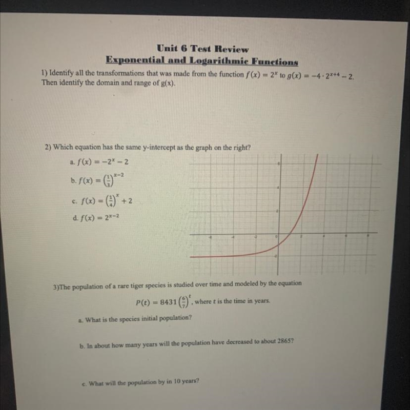 2) Which equation has the same y-intercept as the graph on the right? a. f(x) = -2% -2 b-example-1