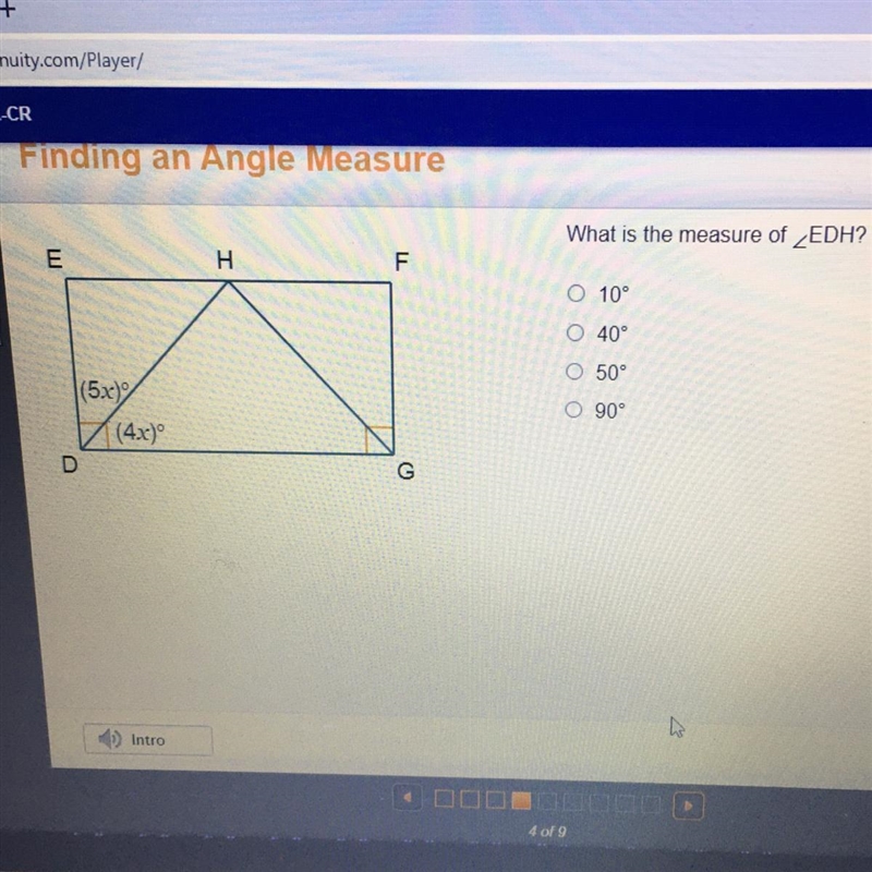 Finding an angle measure-example-1