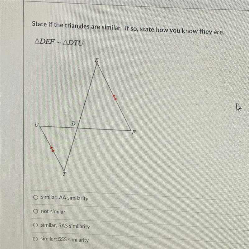 State if the triangles are similar. If so, state how you know they are.-example-1