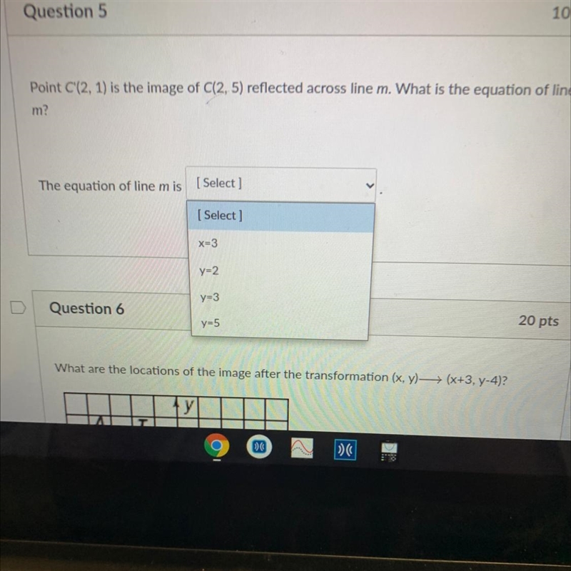 Point C (2, 1) is the image of C(2,5) reflected across line m. What is the equation-example-1