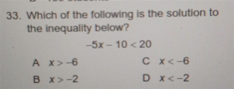 Which of the following is the solution to the inequality below?​-example-1