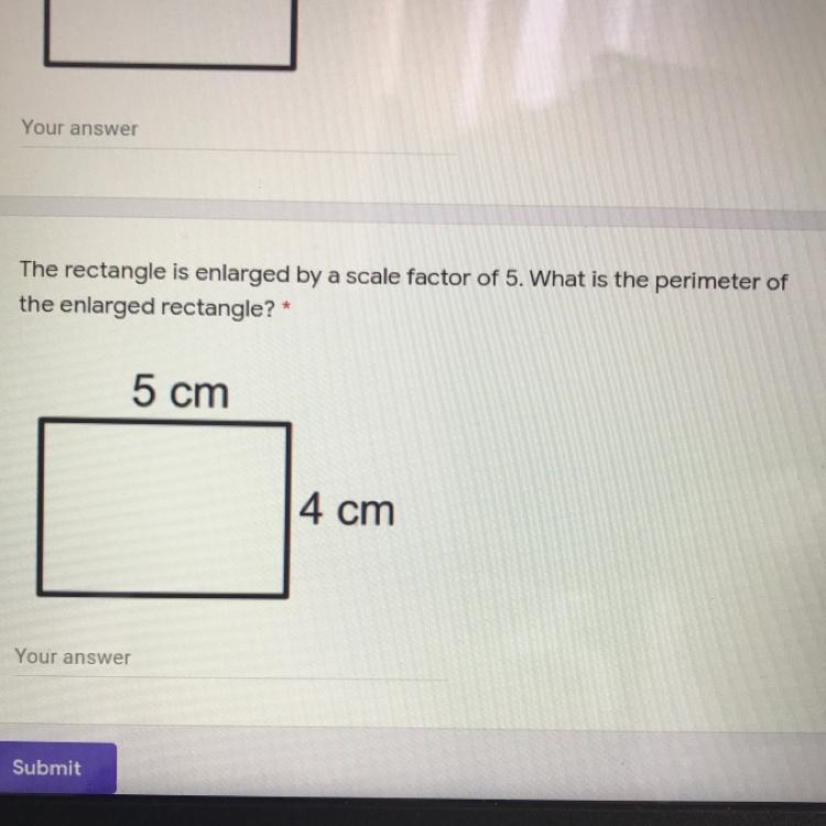 The rectangle is enlarged by a scale factor of 5. What is the perimeter of the enlarged-example-1