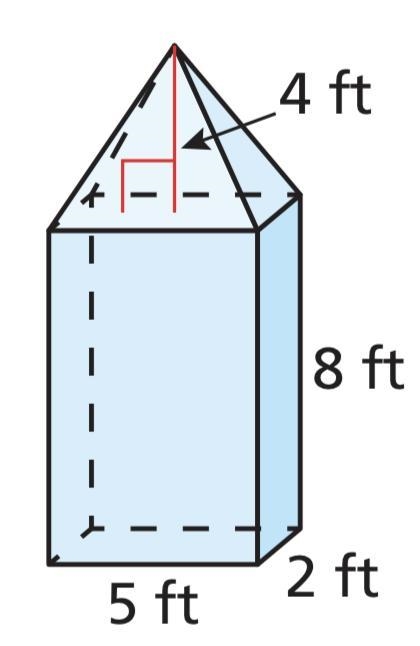 Find the total volume of the solid (both shapes added together)-example-1