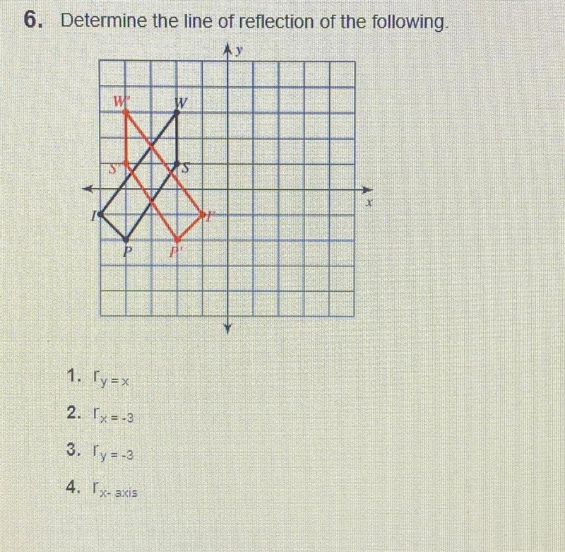 6. Determine the line of reflection of the following.-example-1