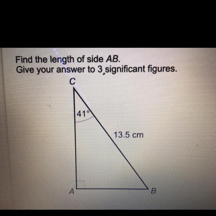 Find the length of side AB. Give your answer to 3 significant figures. с 410 13.5 cm-example-1