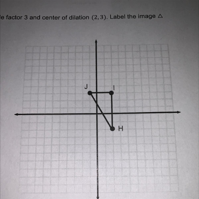 Draw the image of A HIJ under the dilation with scale factor 3 and center of dilation-example-1