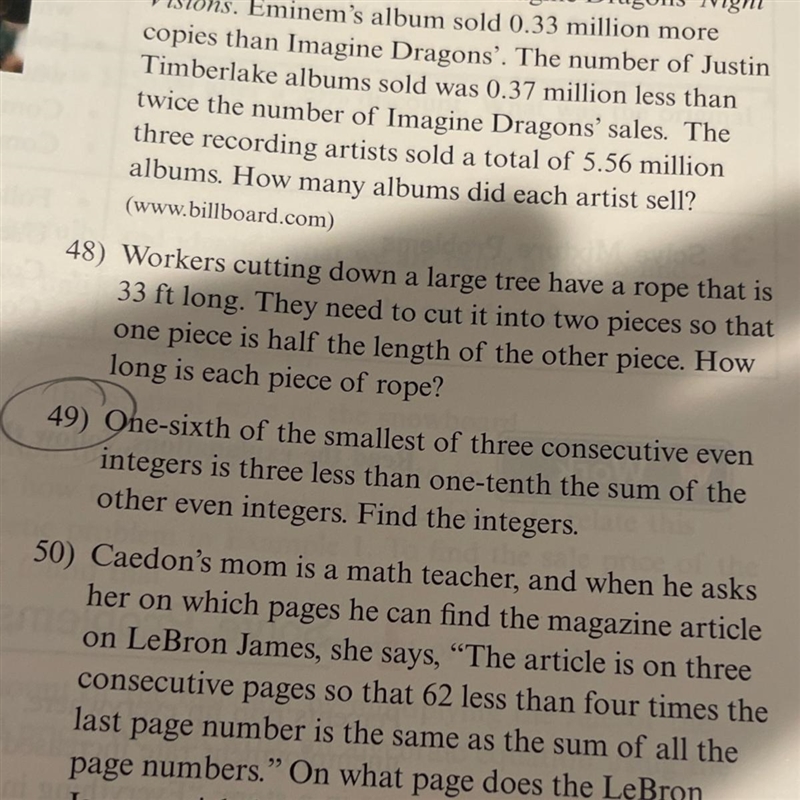 One-sixth of the smallest of three consecutive even integers is three less than one-example-1