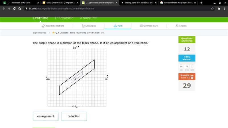 IXL: Dilation's: scale factor and classification-example-1