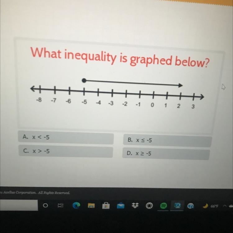 What inequality is graphed below?-example-1