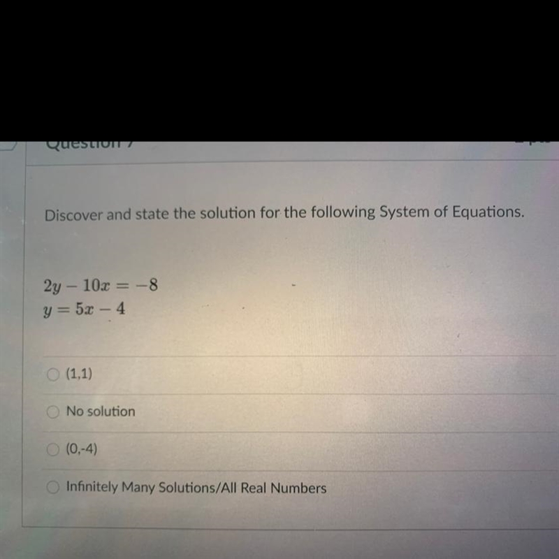 Discover and state the solution for the following System of Equations.-example-1