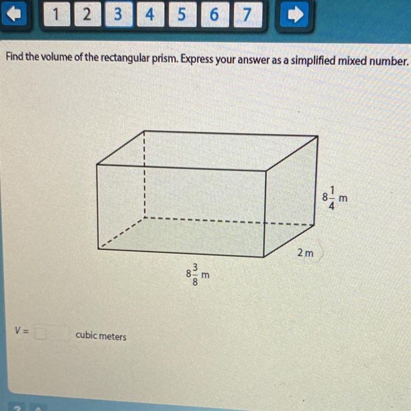 Find the volume of the rectangular prism. Express your answer as a simplified mixed-example-1