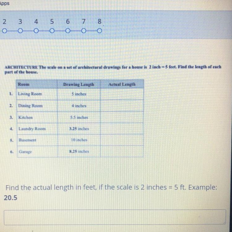 Find the actual length in feet 2 inches = 5 feet-example-1