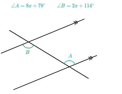 Solve for x and then find the measure of B-example-1