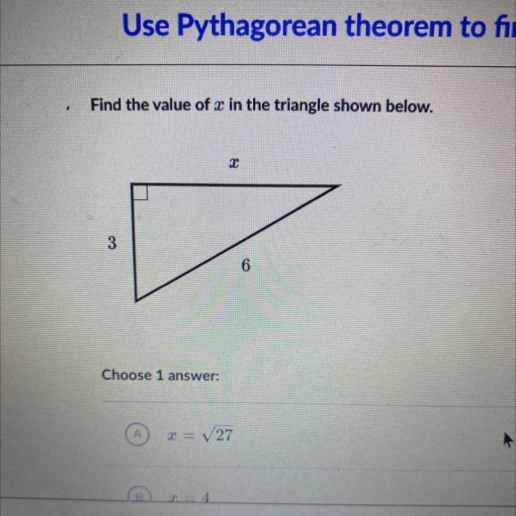 Find the value of x in the triangle shown below-example-1