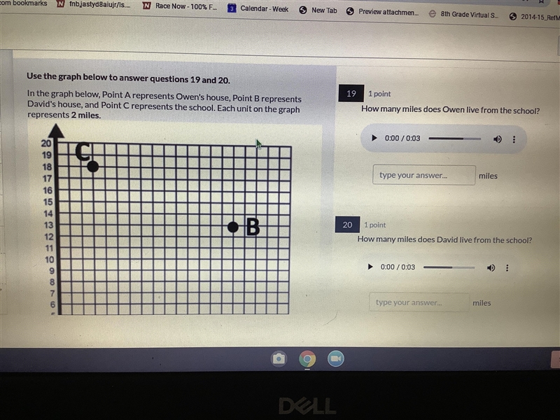 In the graph below point a represents owens house. Help me pleaseeeee-example-1