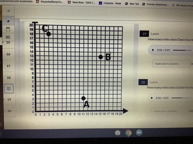 In the graph below point a represents owens house. Help me pleaseeeee-example-2