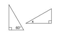 If the triangles in the diagram are congruent, then x is equal to 30°. True or false-example-1