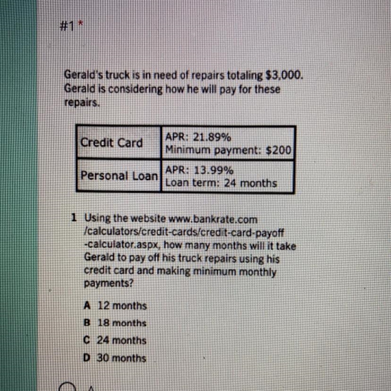 Gerald’s truck is in need of repairs totaling $3,000. Gerald is considering how he-example-1