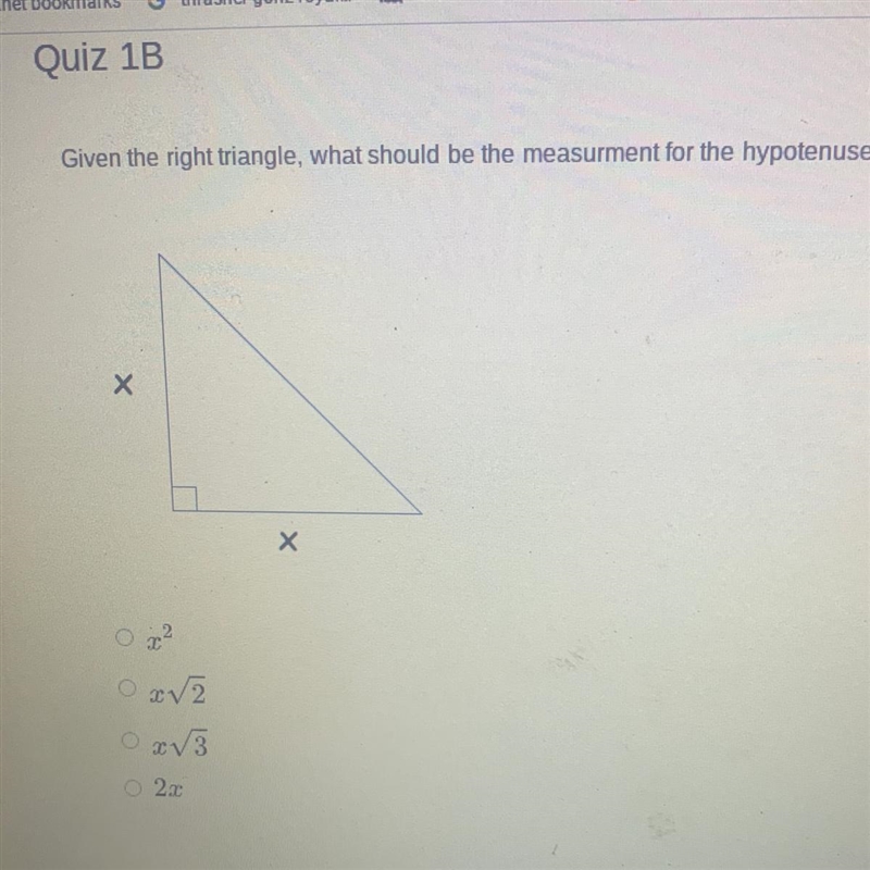 Given the right triangle, what should be the measurment for the hypotenuse?-example-1