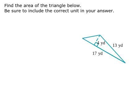 Find the area of the triangle below. Be sure to include the correct unit in your answer-example-1