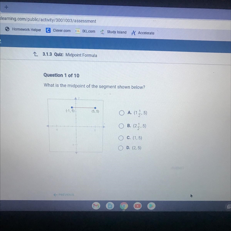 What is the midpoint of the segment shown below no links please-example-1