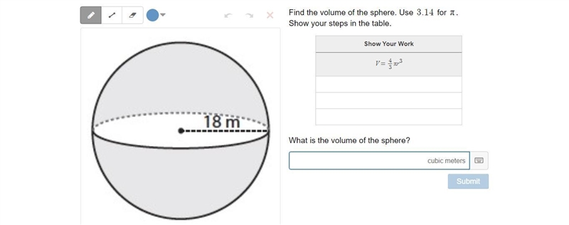 Pls help me with this I have to go to bed soon( I need the volume of the sphere)-example-1