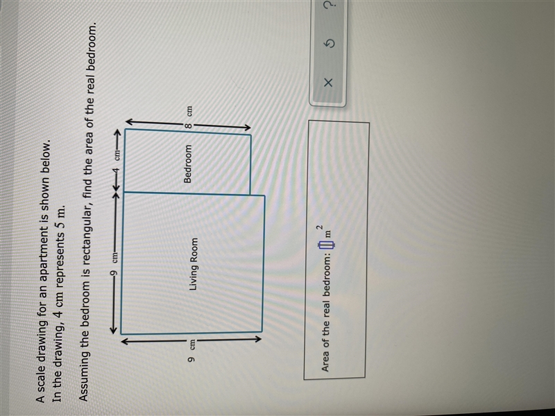 What is the area of the real bedroom?-example-1