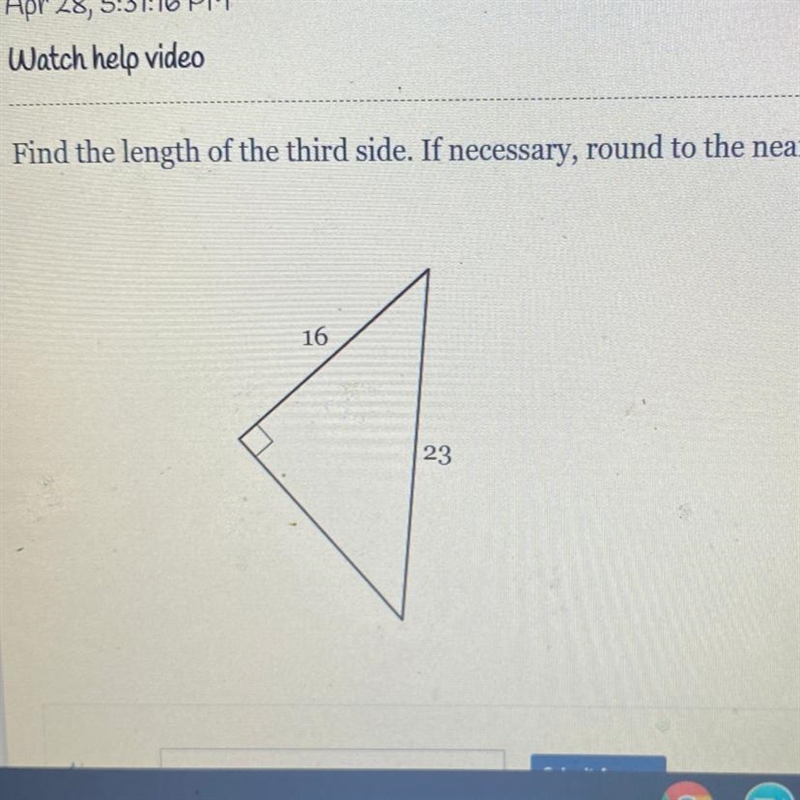 Find the length of the third side. If necessary round the nearest tenth-example-1