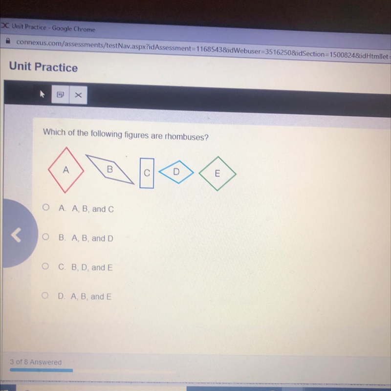 Which of the following figures are rhombuses?-example-1