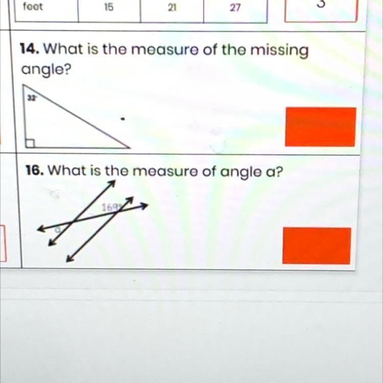 (15 point) Solve for 14 and 16! The answer could be 58, 11, or 15 for either one. If-example-1