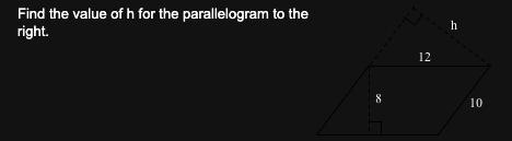 Find the value of h for the parallelogram to the right-example-1