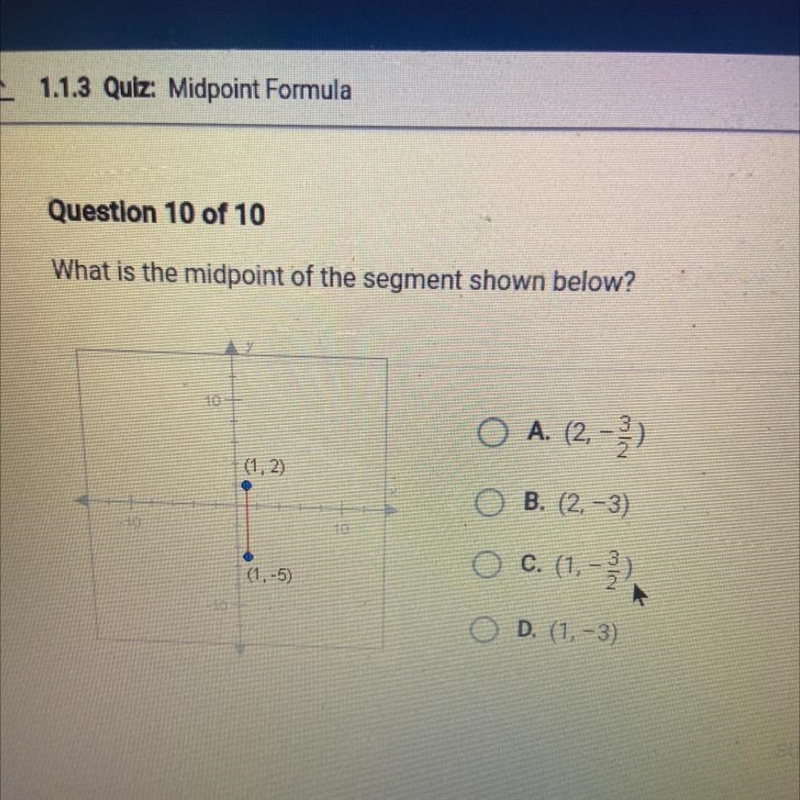 What is the midpoint of the segment shown below?-example-1