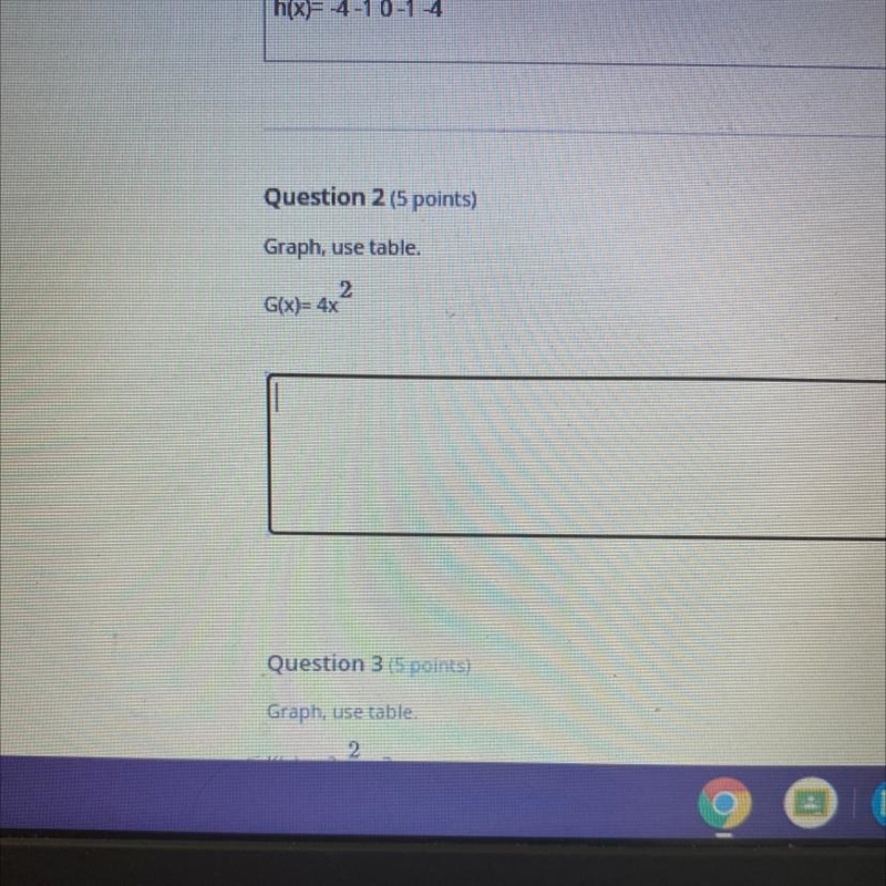 G(x)=4x^2 what would be the table to graph?-example-1