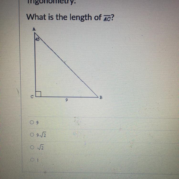 Trigonometry: What is the length of Ac? Td s C 9 . ry 09 0913 р OL urces-example-1