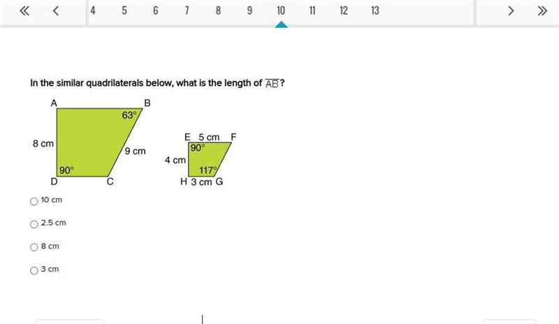 In the similar quadrilaterals below, what is the length of ?-example-1