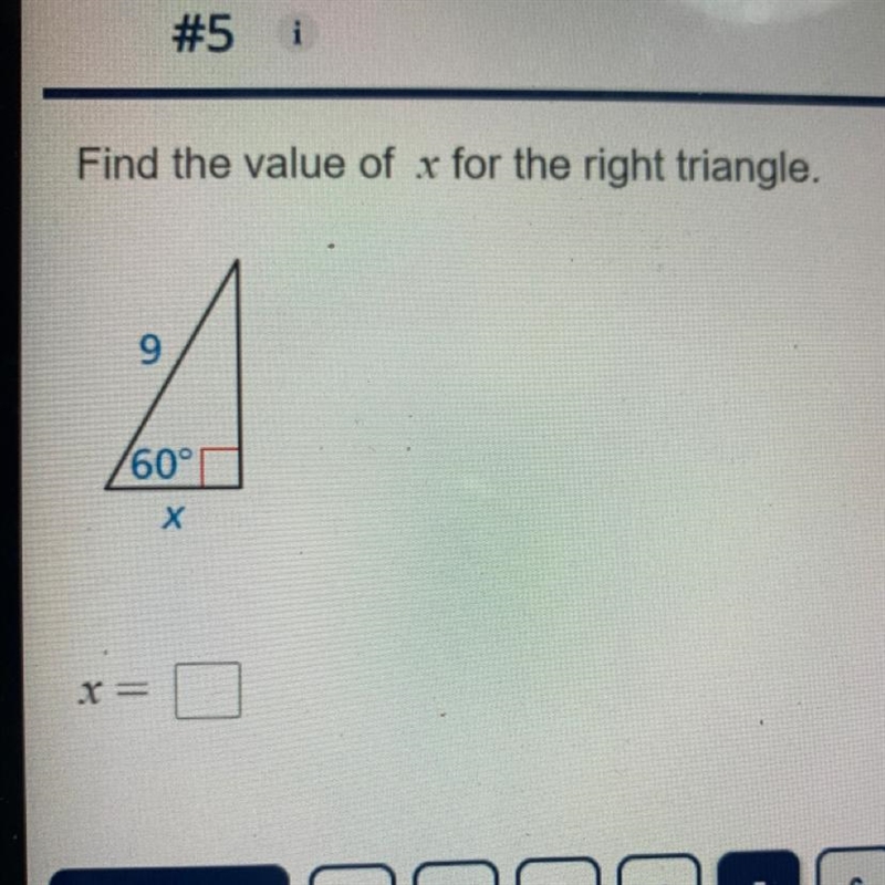 Find the value of x for the right triangle.-example-1