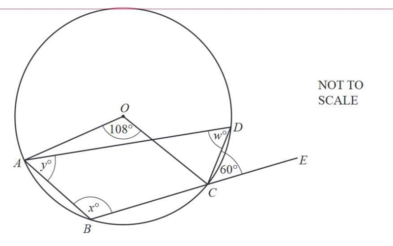 A, B, C and D are points on the circle, centre O. BCE is a straight line. Angle AOC-example-1