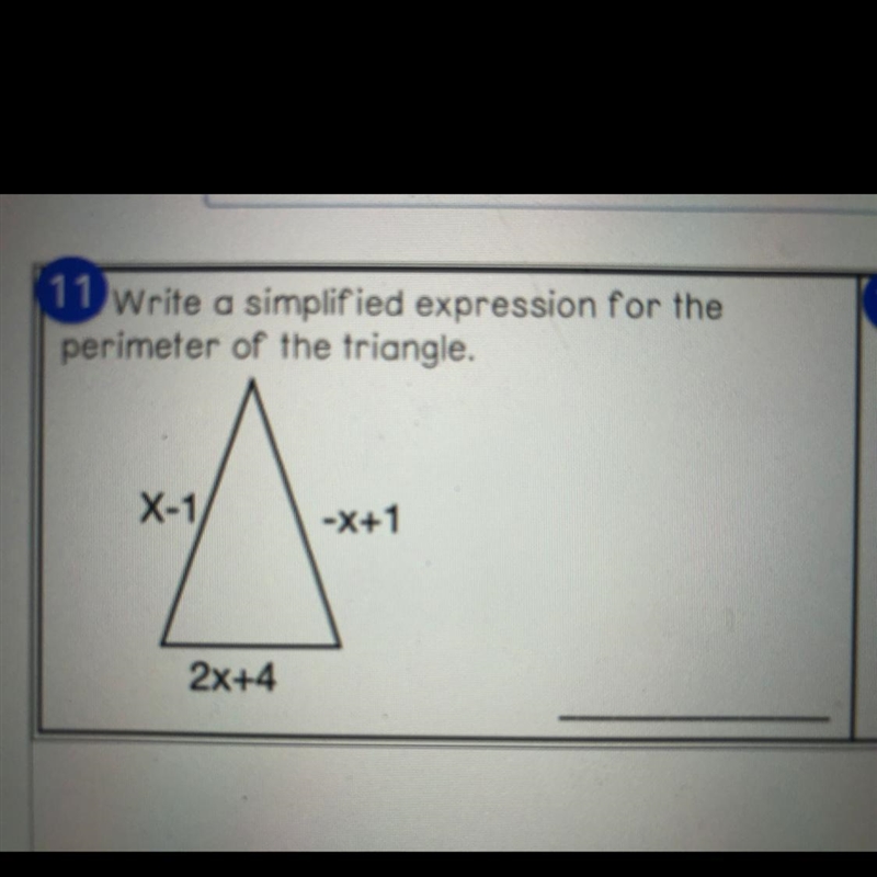 Write a simplified expression for the perimeter of the triangle.-example-1