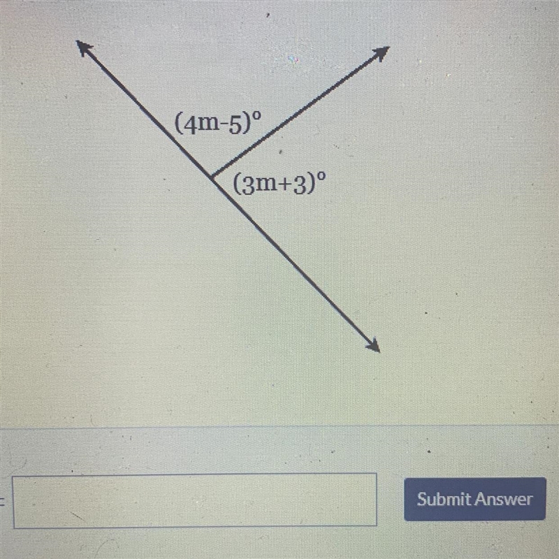 (4m-5)° (3m+3) Solve for m-example-1