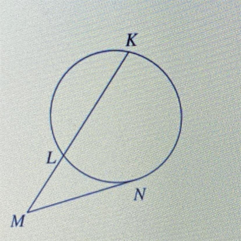 In the circle above, LM = 2 and KL = 6. What is the measure of MN? A) 16 B) 10 C) 4 D-example-1