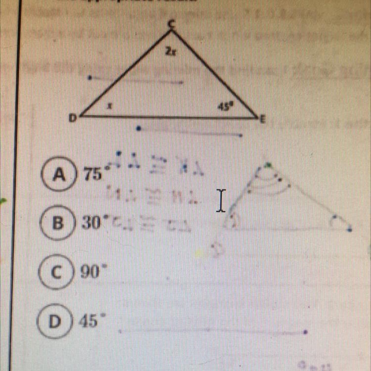 Solve for x in the following figure and choose the appropriate result.-example-1