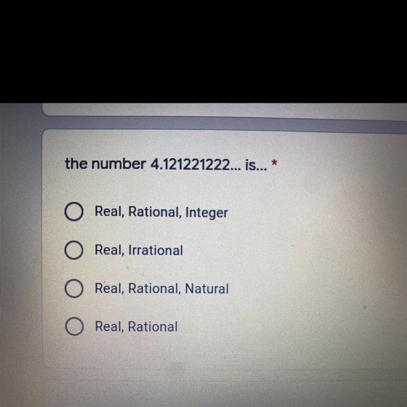 I have no idea what I’m doing please help!! the number 4.121221222... is... *-example-1