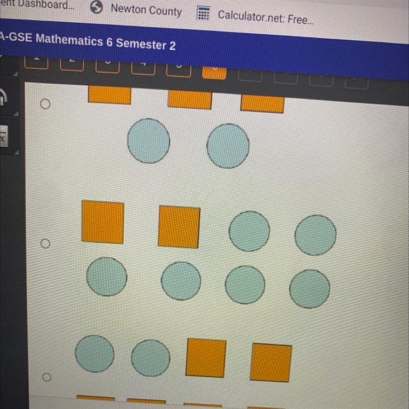 For each square there are 3 circles. Which model shows this relationship? ОО-example-1