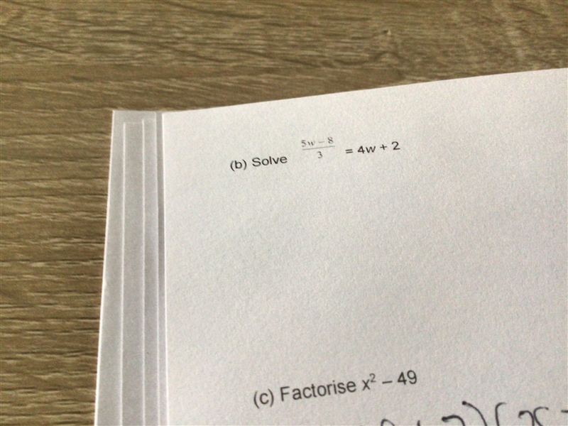 5w-8/3 =4w+2 Please solve with steps-example-1